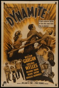 4m0788 DYNAMITE 1sh 1949 explosive romantic artwork of William Gargan & Virginia Welles!