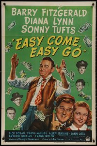 4m0795 EASY COME, EASY GO 1sh 1946 horse racing gambler Barry Fitzgerald & cash, pretty Diana Lynn!