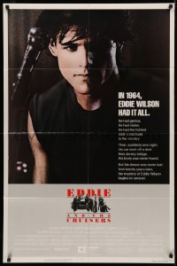 4m0797 EDDIE & THE CRUISERS 1sh 1983 close up of Michael Pare with microphone, rock 'n' roll!