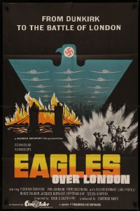 4m0572 EAGLES OVER LONDON English 1sh 1973 Van Johnson, really cool artwork of WWII battles!