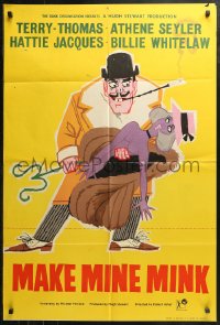 4m0575 MAKE MINE MINK English 1sh 1961 artwork of Terry-Thomas stealing sexy woman's clothes!