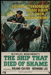 4m0577 SHIP THAT DIED OF SHAME English 1sh 1955 Richard Attenborough on ship with a mind of its own!