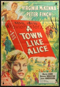 4m0579 TOWN LIKE ALICE English 1sh 1956 Virginia McKenna, Peter Finch, from Nevil Shute book!