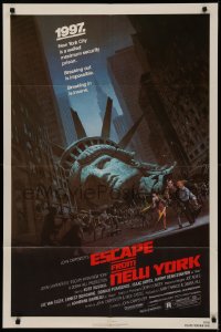 4m0807 ESCAPE FROM NEW YORK NSS style 1sh 1981 John Carpenter, decapitated Lady Liberty by Jackson!