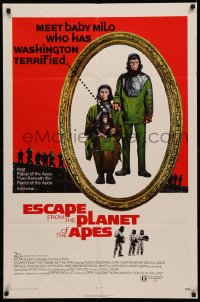 4m0809 ESCAPE FROM THE PLANET OF THE APES 1sh 1971 meet Baby Milo who has Washington terrified!