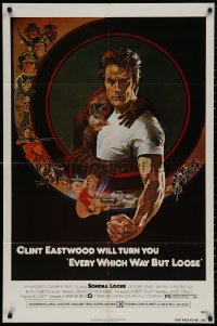 4m0810 EVERY WHICH WAY BUT LOOSE 1sh 1978 art of Clint Eastwood & Clyde the orangutan by Bob Peak!