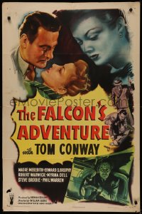 4m0817 FALCON'S ADVENTURE 1sh 1946 detective Tom Conway is trapped by a blonde beauty!