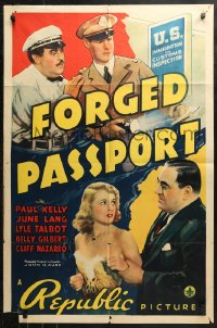 4m0846 FORGED PASSPORT 1sh 1939 Paul Kelly, June Lang, U.S. Immigration & Customs Inspection!