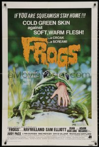 4m0853 FROGS 1sh 1972 great horror art of man-eating amphibian, if you are squeamish stay home!