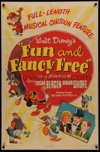4m0856 FUN & FANCY FREE 1sh 1947 Disney, Mickey, Donald, Goofy, Edgar Bergen, Charlie McCarthy