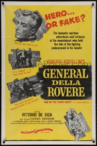 4m0867 GENERAL DELLA ROVERE 1sh 1961 Vittorio De Sica, directed by Robert Rossellini, yellow design!