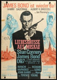 4m0184 FROM RUSSIA WITH LOVE German R1968 different art of Connery as James Bond w/ sexy girls!