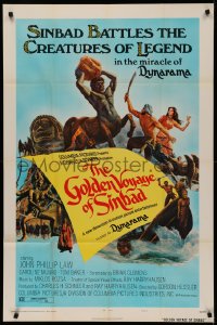 4m0886 GOLDEN VOYAGE OF SINBAD 1sh 1974 Ray Harryhausen, cool fantasy art by Mort Kunstler!