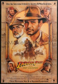 4m0952 INDIANA JONES & THE LAST CRUSADE int'l advance 1sh 1989 art of Ford & Connery by Drew!