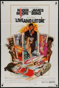 4m1001 LIVE & LET DIE West Hemi 1sh 1973 Robert McGinnis art of Roger Moore as James Bond!
