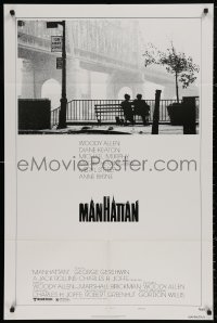 4m1037 MANHATTAN style B 1sh 1979 Woody Allen & Diane Keaton by Queensboro bridge, Kleeger title art!