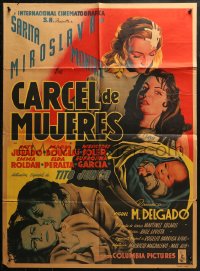 4m0128 CARCEL DE MUJERES Mexican poster 1951 different art of catfight between female inmates!