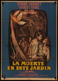 4m0143 LA MORT EN CE JARDIN Mexican poster 1960 Luis Bunuel's La mort en ce jardin, art of Signoret & Vanel!