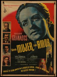 4m0153 WOMAN WITHOUT LOVE Mexican poster 1952 Juan Antonio Vargas Ocampo art of Rosario Granados!