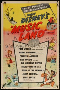 4m1062 MUSIC LAND 1sh 1955 Disney, cartoon art of Donald Duck, Rogers, Joe Carioca & more!