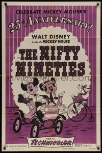 4m1077 NIFTY NINETIES 1sh R1953 Walt Disney, great cartoon art of Mickey Mouse, Minnie & Goofy!