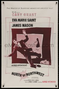 4m1082 NORTH BY NORTHWEST 1sh R1960s Alfred Hitchcock classic with Cary Grant & Eva Marie Saint!