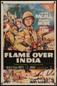 4m1083 NORTH WEST FRONTIER 1sh 1960 Lauren Bacall & soldier Kenneth More, Flame Over India!