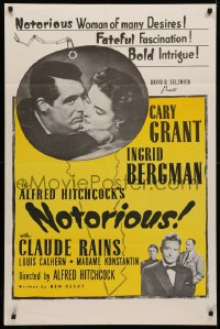 4m1084 NOTORIOUS 1sh R1954 Alfred Hitchcock, Cary Grant, Ingrid Bergman, color style!