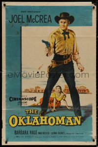 4m1091 OKLAHOMAN 1sh 1957 art of cowboy Joel McCrea holding Native American Gloria Talbot!