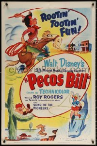 4m1115 PECOS BILL 1sh 1954 Walt Disney's musical comedy cowboy cartoon starring Roy Rogers!