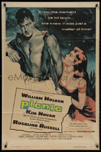4m1122 PICNIC int'l 1sh 1956 great art of barechested William Holden & sexy long-haired Kim Novak!
