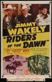 4m1165 RIDERS OF THE DAWN 1sh 1945 Jimmy Wakely, Lasses White, singing western cowboys!