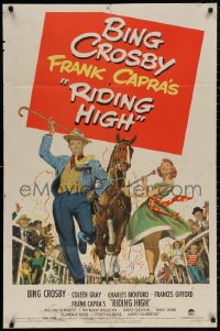4m1166 RIDING HIGH 1sh 1950 Chiriacka art of Bing Crosby in parade on race track, Frank Capra!