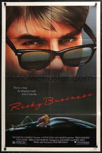 4m1168 RISKY BUSINESS 1sh 1983 classic c/u art of Tom Cruise in cool shades by Drew Struzan!