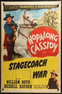 4m1227 STAGECOACH WAR style C 1sh R1948 William Boyd as Hopalong Cassidy, Russell Hayden!