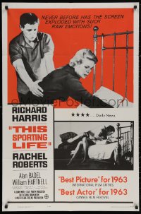 4m1273 THIS SPORTING LIFE 1sh 1963 Richard Harris & Rachel Roberts, Lindsay Anderson