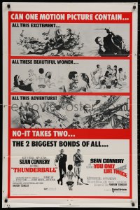 4m1279 THUNDERBALL/YOU ONLY LIVE TWICE 1sh 1971 Sean Connery's two biggest James Bonds of all!