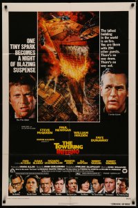 4m1300 TOWERING INFERNO 1sh 1974 McQueen, Paul Newman, art of burning building by John Berkey!