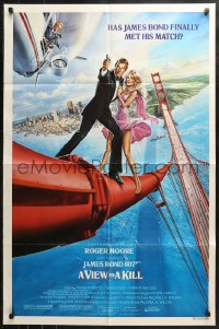 4m1318 VIEW TO A KILL style B 1sh 1985 Goozee art of Moore as Bond, Tanya Roberts & Walken!