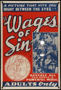 4m1321 WAGES OF SIN 1sh R1940s a picture that hits you right between the eyes, sexy art and image!