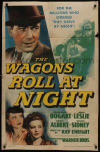 4m1322 WAGONS ROLL AT NIGHT 1sh 1941 Humphrey Bogart, Joan Leslie, Eddie Albert, Sylvia Sidney