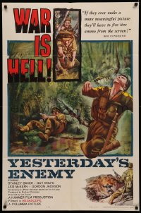 4m1357 YESTERDAY'S ENEMY 1sh 1959 Val Guest, Stanley Baker, Hammer World War II, War is Hell!