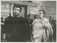 4p0332 ANTHONY QUINN signed 7.25x9.5 still 1961 great close up with Arthur Kennedy in Barabbas!