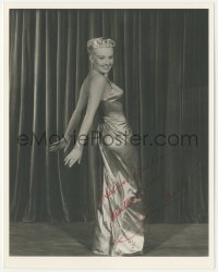 4p0337 BETTY GRABLE signed deluxe 8x10 still 1955 full-length in sexy dress from Three for the Show!