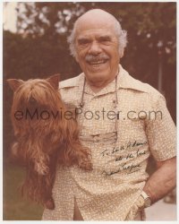 4p0518 FRANK CAPRA signed color 8x10 REPRO still 1980s smiling with his dog long after he retired!