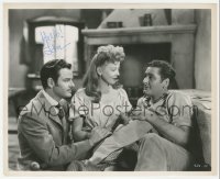 4p0374 IDA LUPINO signed 8x10 still 1948 between Errol Flynn & Gig Young in Escape Me Never