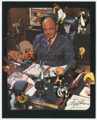 4p0497 MEL BLANC signed color 8x10 publicity still 1978 portrait w/ his Looney Tunes cartoon characters!