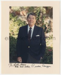 4p0211 RONALD REAGAN signed color 8x10 photo 1990 with a letter embossed with the Presidential Seal!
