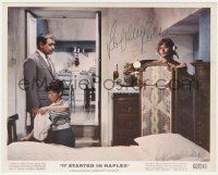 4p0320 SOPHIA LOREN signed color 8x10 still 1960 with Clark Gable & boy in It Started in Naples!