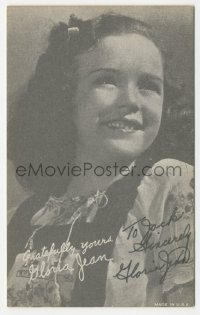 4p0227 GLORIA JEAN signed deluxe 3x5 fan photo 1940s head & shoulders smiling portrait!